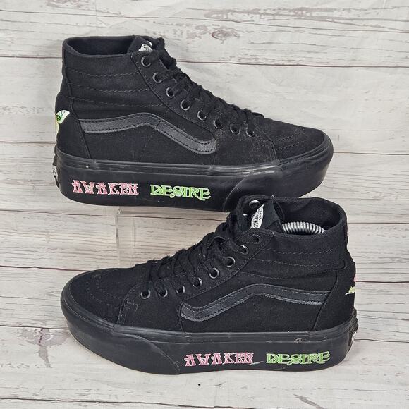 Vans Sk8-Hi Black Platform Size W-8 M-6.5 Awaken Desire Glow In The Dark - Picture 1 of 7